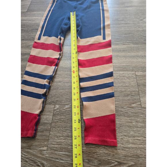 Free People Movement Seamless Stripe Leggings M/L Navy Red Tan Yoga Pants - Picture 7 of 10